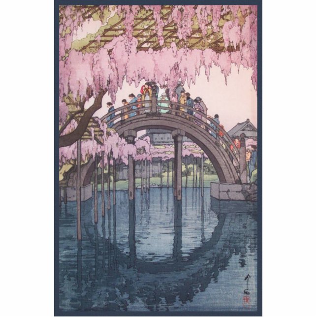 Sakura Cherry Blossom, Kameido River Bridge Japan Fotoskulptur Ornament (Vorne)