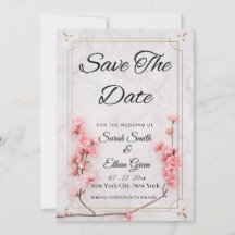 Sakura Cherry Blossom Pink Flor Save the Date Kart