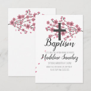 Sakura Cherry Blossom Pink Taufe Christening Einladung