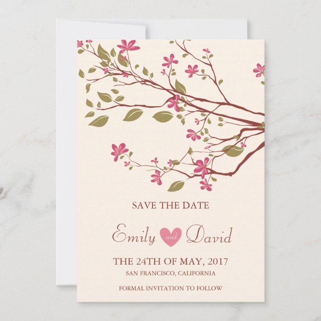 Sakura /Cherry Blossom Save the Date (Vorderseite)