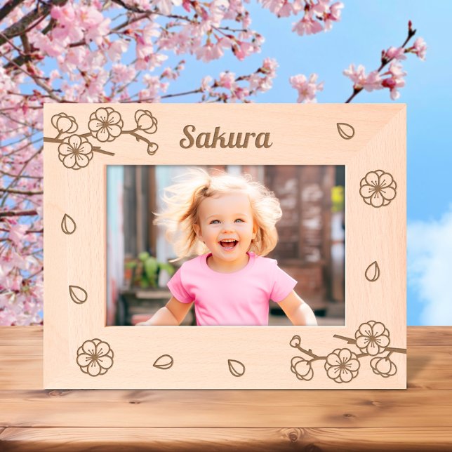 Sakura Cherry Blossoms Individuelle Name 7x5 Geätzte Rahmen (Von Creator hochgeladen)