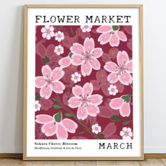Sakura Cherry Blossoms März Birma Blume Markt Poster