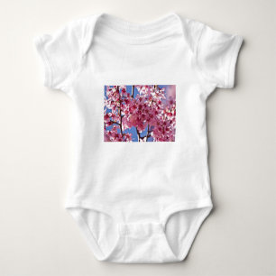 Sakura Cherry Blüten Rote Stars Baby Strampler