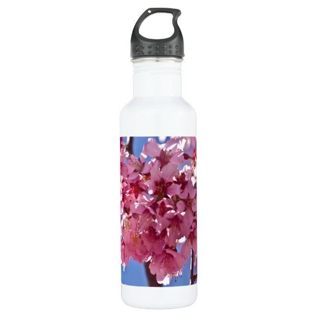 Sakura Cherry Blüten Rote Stars Trinkflasche (Vorderseite)