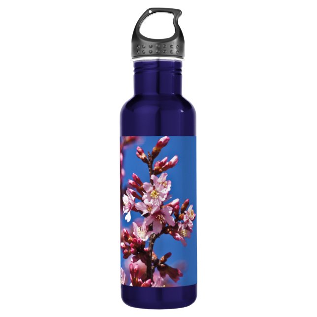 Sakura Cherry Blüten Touch Blue Trinkflasche (Vorderseite)