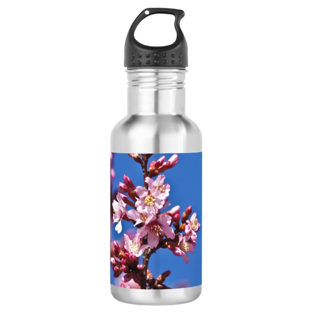 Sakura Cherry Blüten Touch Blue Trinkflasche (Vorderseite)
