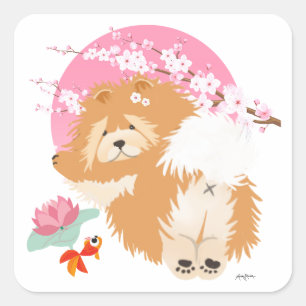 SAKURA - Chow - weiße Aufkleber