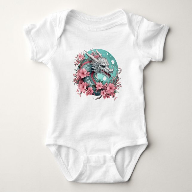 Sakura Dragon Baby Strampler (Vorderseite)
