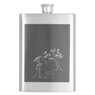 Sakura Elegance: Kimono Klassische Flasche Flachmann