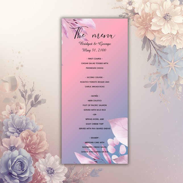 sakura en fleurs de cerisier pastel menus mariages (Créateur téléchargé)