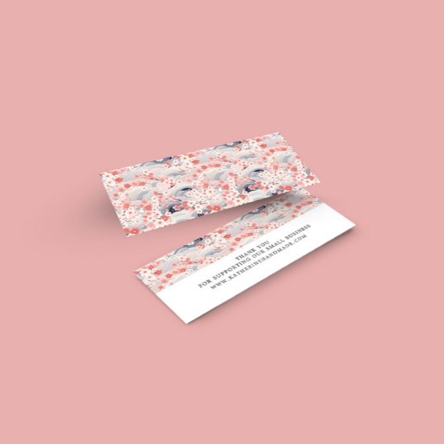 Sakura Floral Navy Small Business Carte de remerci (Créateur téléchargé)