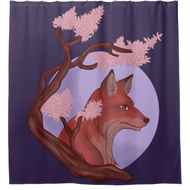 Sakura Fox Duschvorhang (Vorderseite)