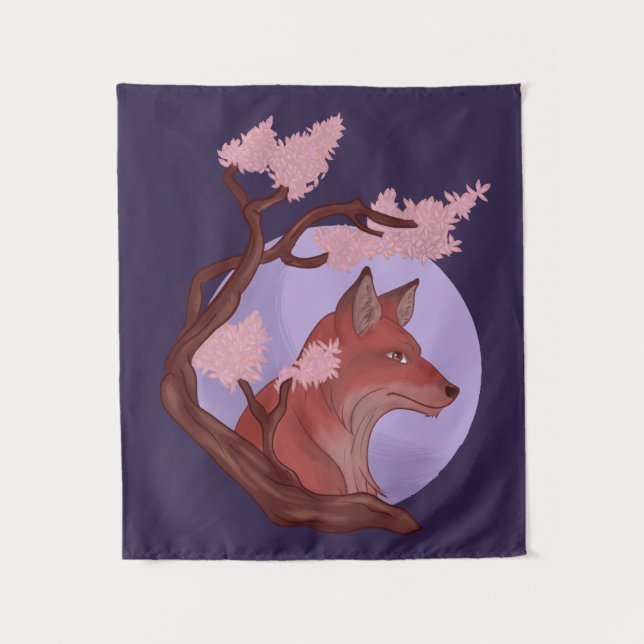 Sakura Fox Wandteppich (Vorderseite)