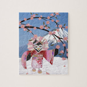 Sakura Geisha Bird in den Snow-Cherry-Blüten