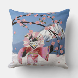 Sakura Geisha Bird in den Snow-Cherry-Blüten Kissen