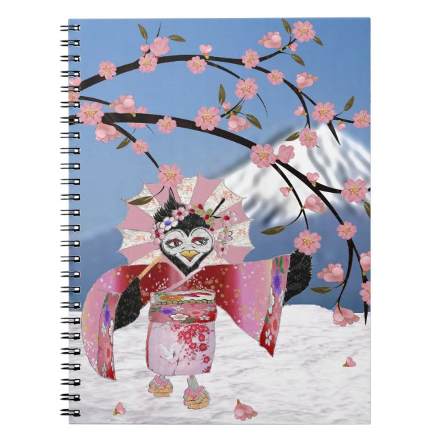 Sakura Geisha Bird in den Snow-Cherry-Blüten Notizblock (Vorderseite)