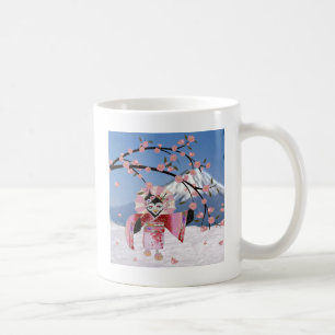 Sakura Geisha-Vogel im Schnee Kirschblüten Kaffeetasse
