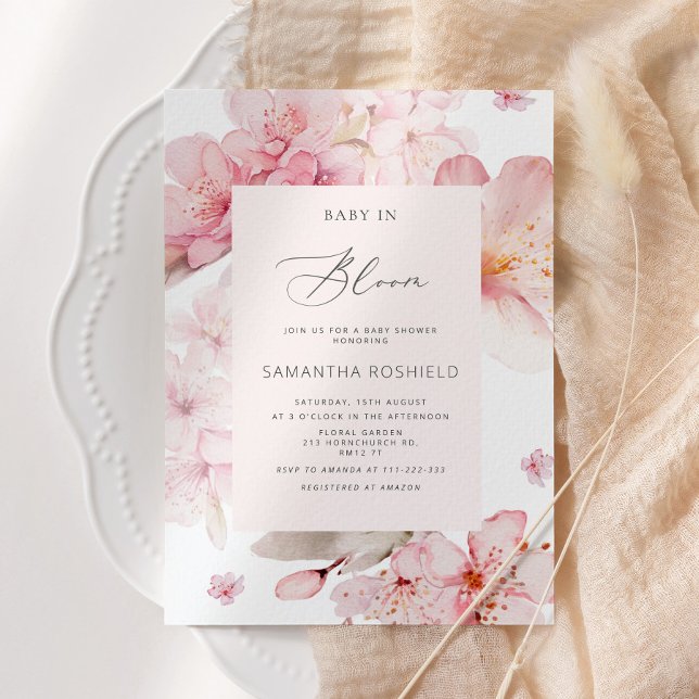 Sakura Girl Baby in blühender Babydusche Einladung (Von Creator hochgeladen)