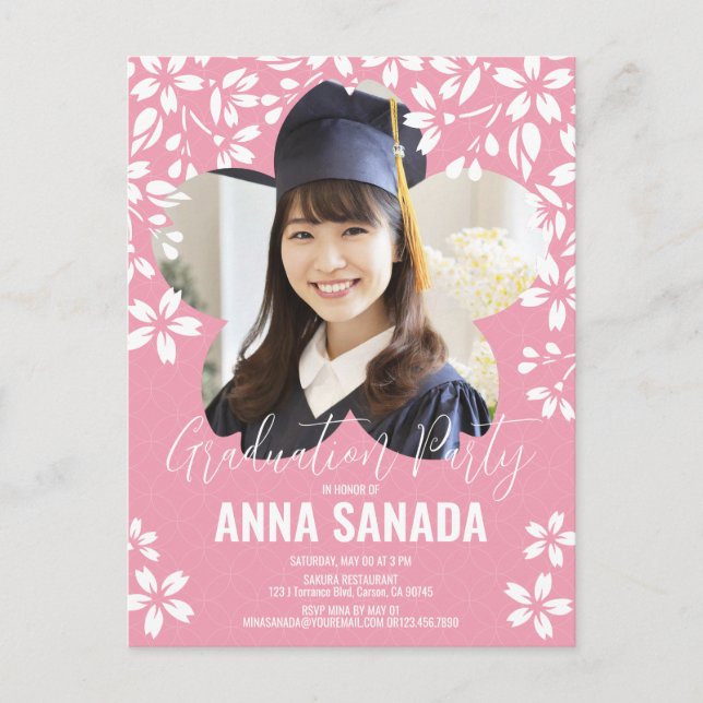 SAKURA Graduierungspartei Einladung Postkarte (Vorderseite)