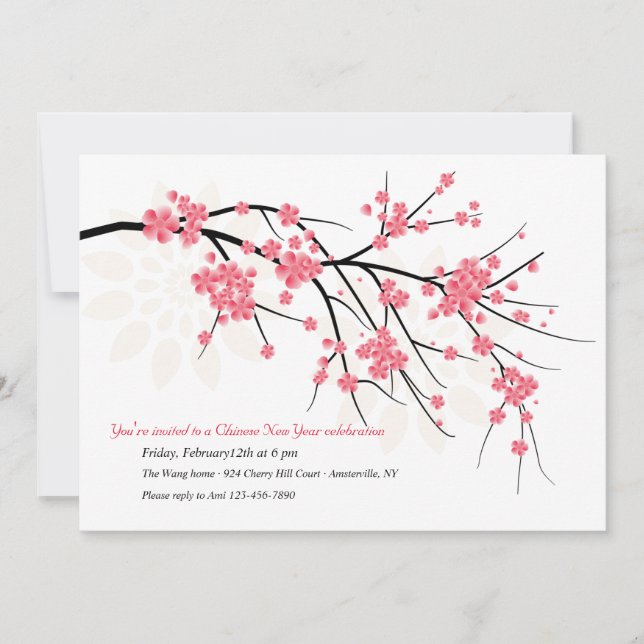 Sakura Invitation de la fête du Nouvel An chinois (Devant)