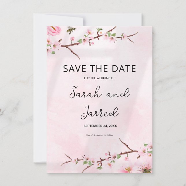Sakura Japanese Cherry Blossom Asian Save The Date (Vorderseite)