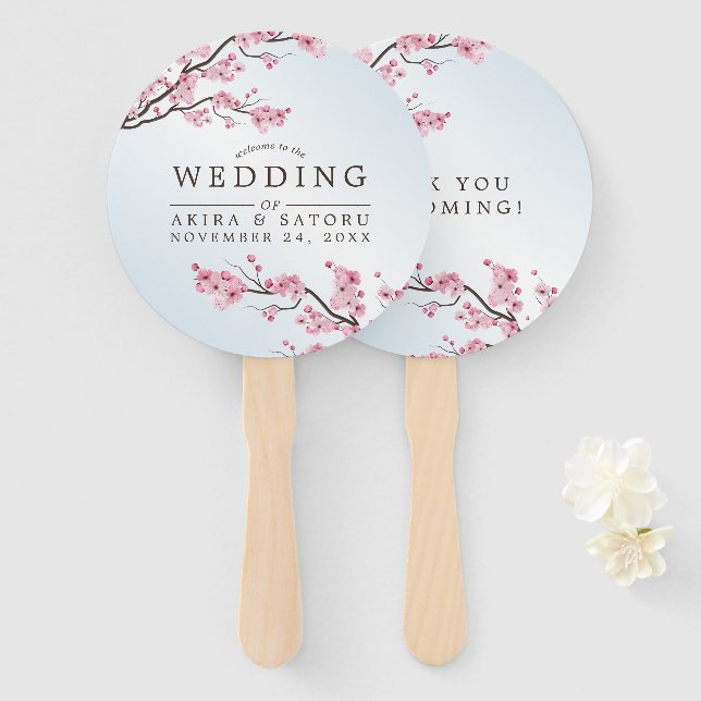 Sakura Japanese Cherry Blossom Asian Wedding Fächer (Vorne und Hinten)