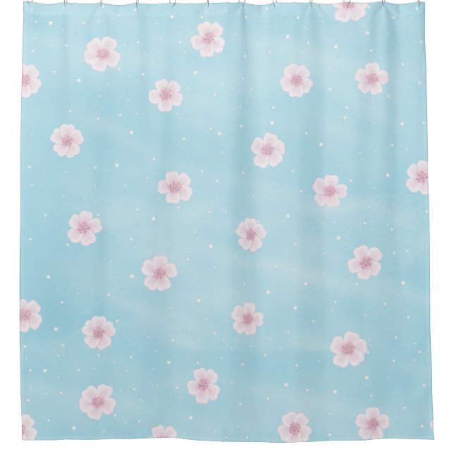 Sakura Japanese Cherry Blossom Floral Duschvorhang (Vorderseite)
