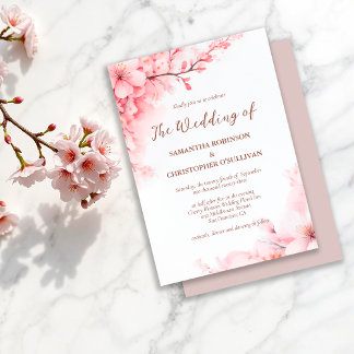 Sakura Japanese Cherry Blossom Floral Wedding Einladung