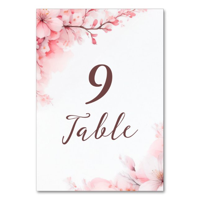 Sakura Japanese Cherry Blossom Floral Wedding Tischnummer (Vorderseite)