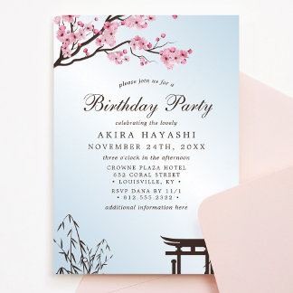 Sakura Japanese Cherry Blossom Geburtstagsparty Einladung