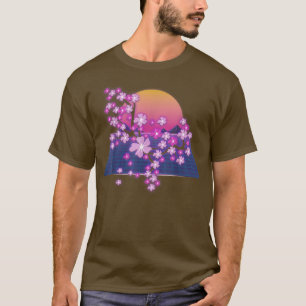 Sakura japanische Blume Sunset Vaporwave Cherry Bl T-Shirt
