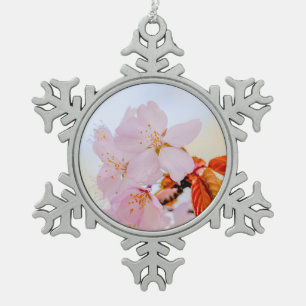 Sakura - Japanische Kirschblüte Schneeflocken Zinn-Ornament
