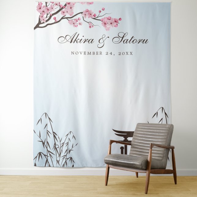 Sakura Japanischer Kirschblossom Asien Foto Hinter Wandteppich (Beispiel)