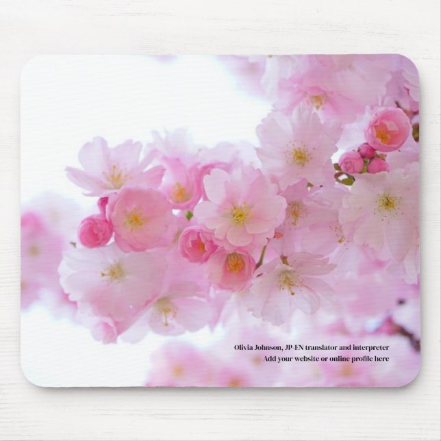 Sakura Kirschblüte Japanischer Übersetzer Rosa Mousepad (Vorne)