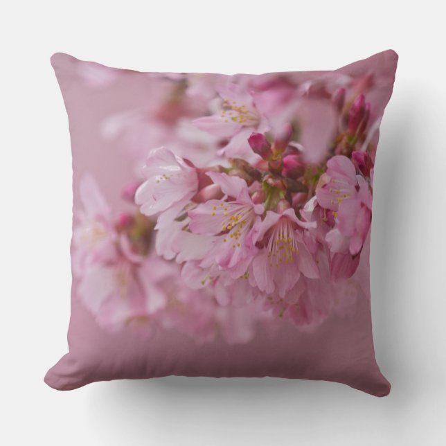 Sakura Kirschblüten Blassrosa Reflektionen Kissen (Vorderseite)