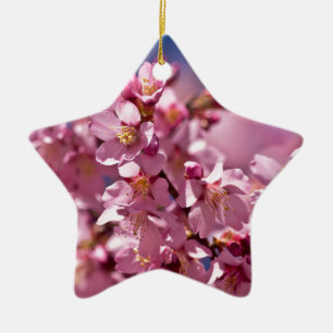 Sakura-Kirschblüten geküsst von Sonnenlicht Keramik Ornament