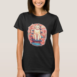 Sakura Kirschblüten-Katze Vintage 80er 90er Japani T-Shirt