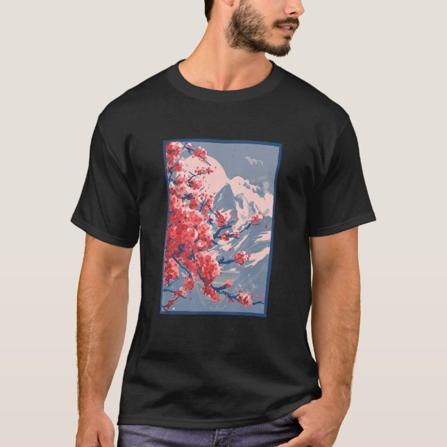 Sakura-Kirschblütenberg T-Shirt (Vorderseite)