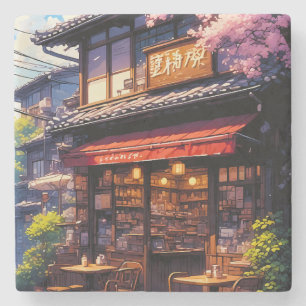 Sakura Kissa - Kirschblüten Café Steinuntersetzer