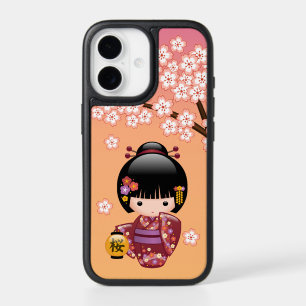 Sakura Kokeshi Doll - Geisha Girl on Peach