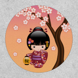 Sakura Kokeshi Doll - Geisha Girl on Peach