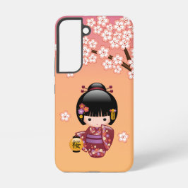 Sakura Kokeshi Doll - Geisha Girl on Peach Samsung Galaxy Hülle