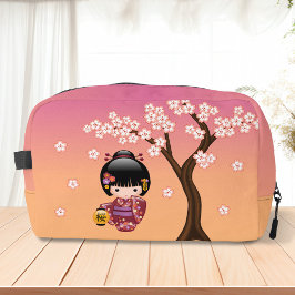 Sakura Kokeshi Doll - Geisha Girl on Peach Waschbeutel