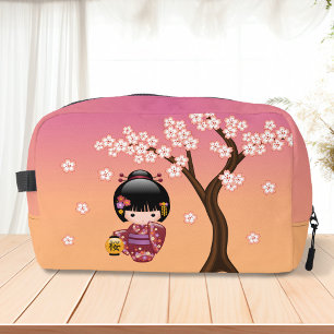 Sakura Kokeshi Doll - Geisha Girl on Peach Waschbeutel