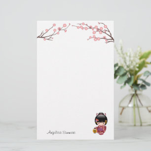 Sakura Kokeshi Doll - Kimono Geisha Girl Briefpapier