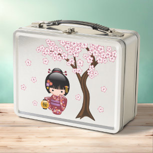 Sakura Kokeshi Doll - Niedliches japanisches Geish Metall Brotdose