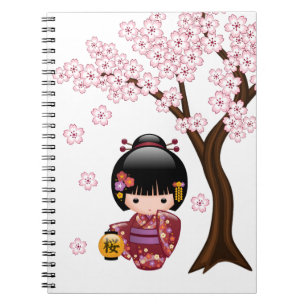 Sakura Kokeshi Doll - Niedliches japanisches Geish Notizblock