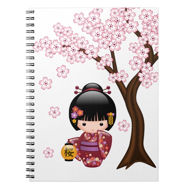 Sakura Kokeshi Doll - Niedliches japanisches Geish Notizblock (Vorderseite)