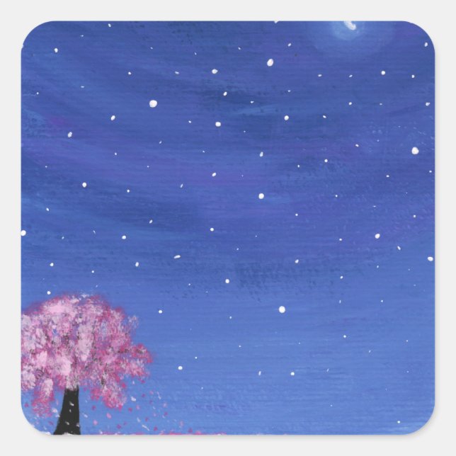 Sakura-Malsticker Quadratischer Aufkleber (Vorderseite)