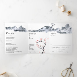 Sakura Mountain | LÄSSIG Dreifach Gefaltete Einladung
